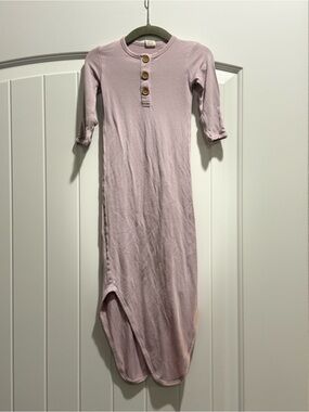 Larkspur Baby Bamboo Knotted Gown 0-6M Dusty Mauve